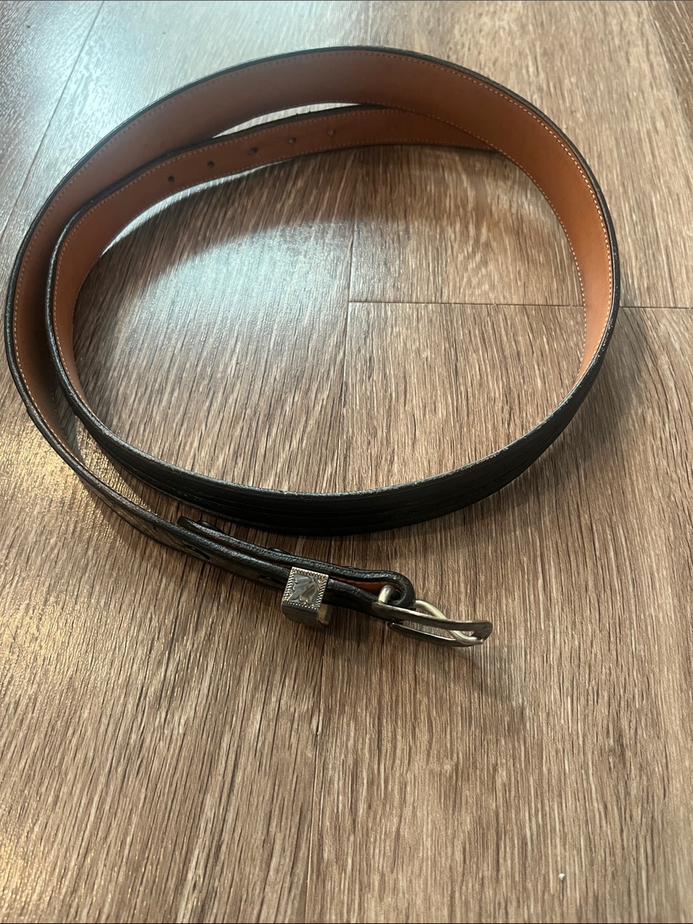 Lucchese Classic Black Leather Belt with Tan Interior